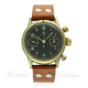 A RARE GENTLEMAN'S GERMAN MILITARY TUTIMA GLASHUTTE FLYBACK PILOTS CHRONOGRAPH WRIST WATCH CIRCA