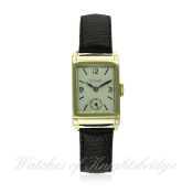 A GENTLEMAN'S 9CT SOLID GOLD ROLEX RECTANGULAR WRIST WATCH CIRCA 1930s, REF. 2536
D: Silver with