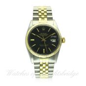 A GENTLEMAN'S STEEL & GOLD ROLEX OYSTER PERPETUAL DATEJUST BRACELET WATCH CIRCA 1981, REF. 1601
D: