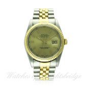 A GENTLEMAN'S STEEL & GOLD ROLEX OYSTER PERPETUAL DATEJUST BRACELET WATCH CIRCA 1997, REF. 16233