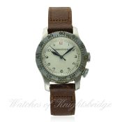A RARE GENTLEMAN'S STAINLESS STEEL BRITISH MILITARY AIR MINISTRY JAEGER LECOULTRE WEEMS NAVIGATORS