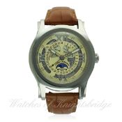 A GENTLEMAN'S STAINLESS STEEL CUERVO Y SOBRINOS ROBUSTO TRIPLE CALENDAR MOONPHASE WRIST WATCH