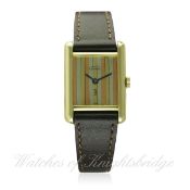 A LADIES SILVER GILT MUST DE CARTIER WRIST WATCH CIRCA 1990s D: Three coloured gilt dial. M: