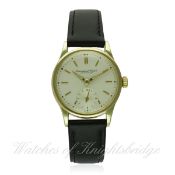 A RARE GENTLEMAN'S SMALL 18K SOLID GOLD IWC WRIST WATCH CIRCA 1940s D: Silver Calatrava style dial