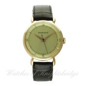A RARE GENTLEMAN'S LARGE SIZE 18K SOLID PINK GOLD JAEGER LECOULTRE WRIST WATCH CIRCA 1950s D: Two