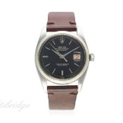 A RARE GENTLEMAN'S STEEL & WHITE GOLD ROLEX OYSTER PERPETUAL DATEJUST WRIST WATCH CIRCA 1954, REF.