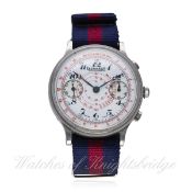 A RARE GENTLEMAN'S STAINLESS STEEL EBERHARD & CO CHRONOGRAPH WRIST WATCH CIRCA 1930s, REF. 7197
D:
