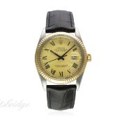 A GENTLEMAN'S STEEL & GOLD ROLEX OYSTER PERPETUAL DATEJUST WRIST WATCH CIRCA 1985, REF. 16013 