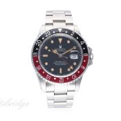 A GENTLEMAN'S STAINLESS STEEL ROLEX OYSTER PERPETUAL DATE GMT MASTER II 