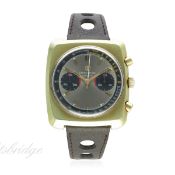 A GENTLEMAN'S GOLD FILLED FAVRE LEUBA CHRONOGRAPH WRIST WATCH CIRCA 1970s
D: Grey dial with gilt