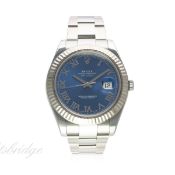 A GENTLEMAN'S STEEL & WHITE GOLD ROLEX OYSTER PERPETUAL DATEJUST II BRACELET WATCH CIRCA 2010 , REF.