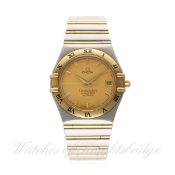 A GENTLEMAN'S STEEL & GOLD OMEGA CONSTELLATION CHRONOMETER BRACELET WATCH CIRCA 2006
D: Gold
