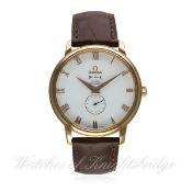 A FINE GENTLEMAN'S LARGE 18K SOLID PINK GOLD OMEGA DE VILLE CHRONOMETER WRIST WATCH REF. 46142002