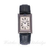 A GENTLEMAN'S STAINLESS STEEL CARTIER TANK BASCULANTE 