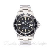 A GENTLEMAN'S STAINLESS STEEL ROLEX OYSTER PERPETUAL DATE SUBMARINER BRACELET WATCH CIRCA 1977, REF.