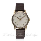 A GENTLEMAN'S 9CT SOLID GOLD ROLEX PRECISION WRIST WATCH CIRCA 1950s D: Silver dial with gilt Arabic