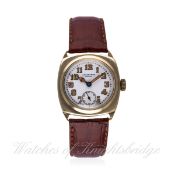 A GENTLEMAN'S 9CT SOLID GOLD J.W.BENSON WRIST WATCH CIRCA 1930s WITH ORIGINAL BOX AND CASE OPENING