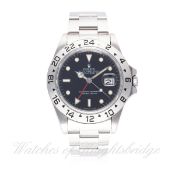 A RARE GENTLEMAN'S STAINLESS STEEL ROLEX OYSTER PERPETUAL DATE EXPLORER II BRACELET WATCH DATED