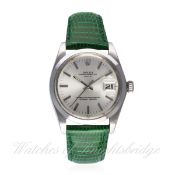 A GENTLEMAN'S STAINLESS STEEL ROLEX OYSTER PERPETUAL DATE WRIST WATCH CIRCA 1972, REF.1500 D: Silver