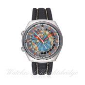 A RARE GENTLEMAN’S STAINLESS STEEL EDOX GEOSCOPE 42 WORLD TIME AUTOMATIC WRIST WATCH CIRCA 1970 D: