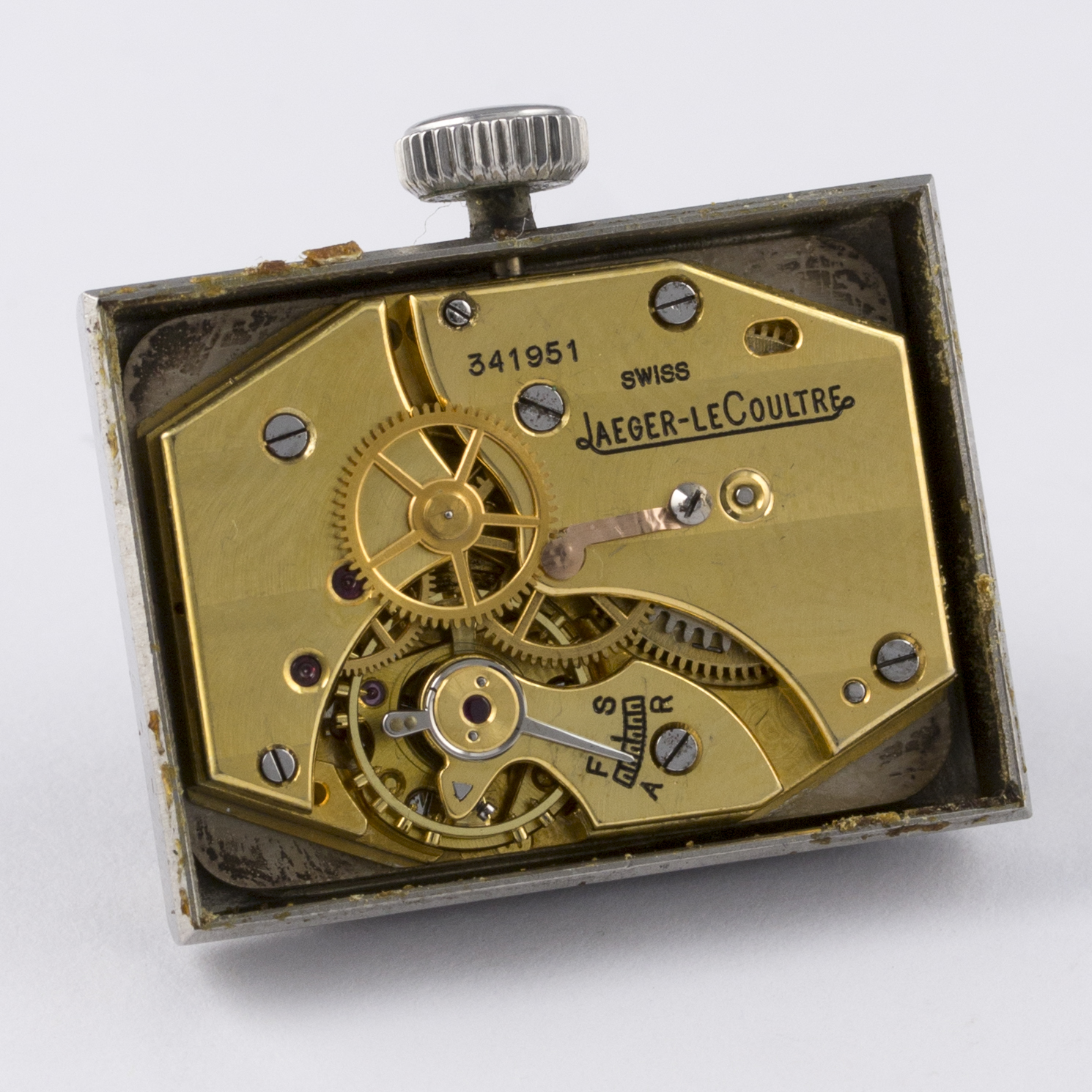 A RARE GENTLEMAN'S STAINLESS STEEL JAEGER LECOULTRE WATERPROOF WRIST WATCH CIRCA 1940
D: Silver dial - Image 7 of 9