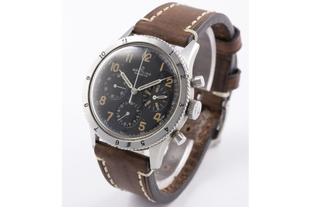 A RARE GENTLEMAN'S STAINLESS STEEL BREITLING AVI CHRONOGRAPH WRIST WATCH CIRCA 1950s, REF. 765 FIRST - Image 5 of 9