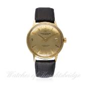A RARE GENTLEMAN'S 18K SOLID GOLD JAEGER LECOULTRE GEOMATIC CHRONOMETRE WRIST WATCH CIRCA 1960s D: