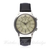 A GENTLEMAN'S STAINLESS STEEL JAEGER LECOULTRE MEMOVOX AUTOMATIC ALARM WRIST WATCH CIRCA 1960s D: