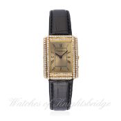 A LADIES 18K SOLID GOLD & DIAMOND DIANOOR WRIST WATCH CIRCA 1990s D: Champagne dial with black Roman