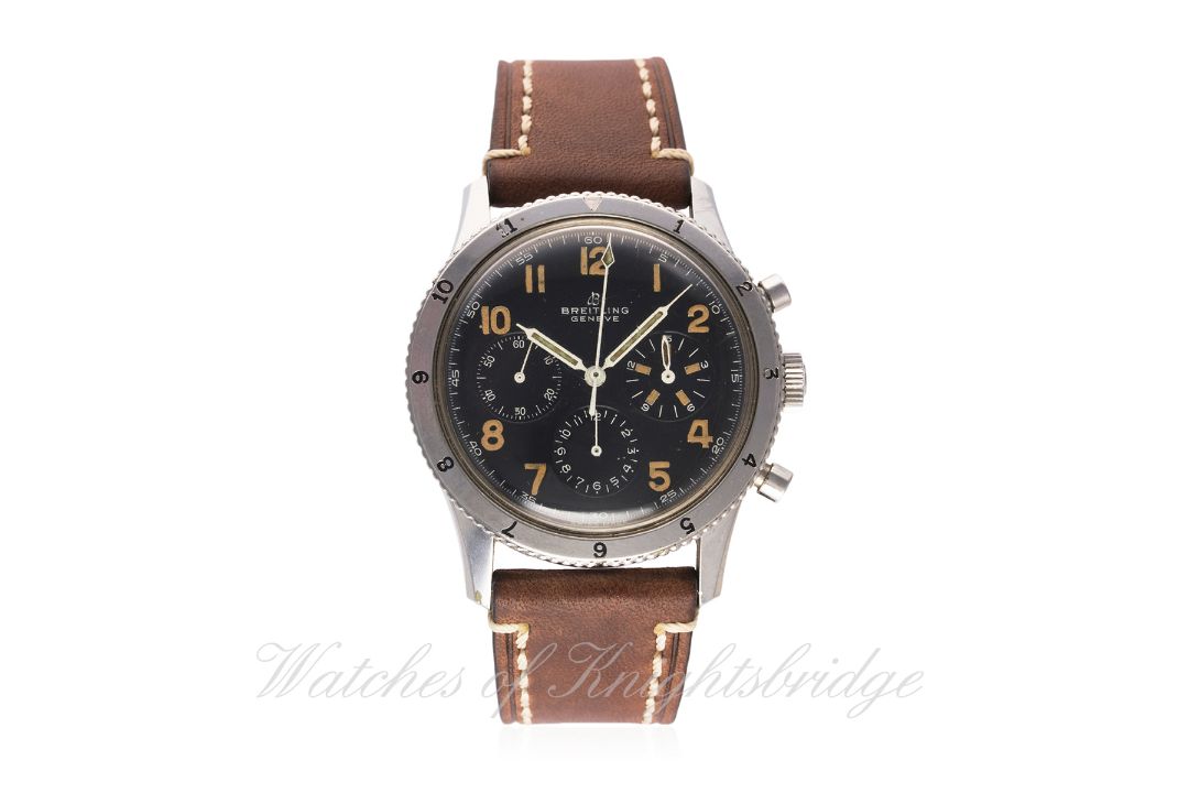 A RARE GENTLEMAN'S STAINLESS STEEL BREITLING AVI CHRONOGRAPH WRIST WATCH CIRCA 1950s, REF. 765 FIRST - Image 1 of 9