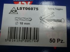 7 boxes ( 50 in box - 350 pcs ) brand new spring toggles- mrp £30 per box