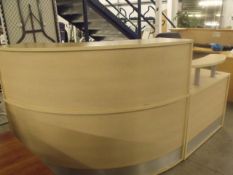 curved reception desk which comes in 2 halves complete with chair