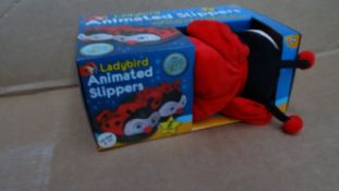 12 x Brite Power Lady Bird Animated Kids Slippers. 'Lady bird will flap it's wings  when you walk