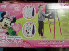 2 x Disney Minnie Mouse 3 in 1 Large Wooden Easels. Wipe off board, chalk board and clip board. Each