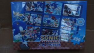 12 x Sonic the Hedgehog 9 In 1 puzzles. 2.9M max 390 piece puzzle. Colour coded backs to the