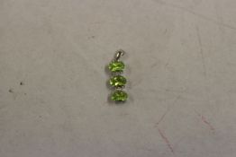 Green Topaz & Diamond Drop Pendant