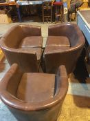 Brown Faux Leather Tub Sofa's and Chair