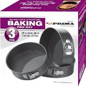 4 x Baking Tin Set With Removable Base (22, 24 & 26cm)