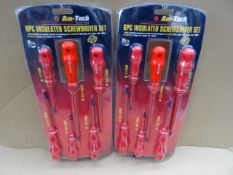 10 x Am-Tech Quality Tools. 6 Piece Insulated Screwdriver sets. Includes 3 x Slotted and 3 x