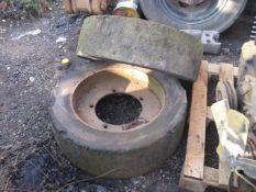 Solid JCB Wheels and tyres 2 Good solid wheels and tyres on JCB 5 stud wheels