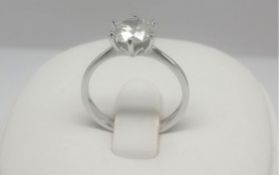 14ct White Gold Diamond Solitaire Ring, claw set with a brilliant round cut diamond 1.5ct
