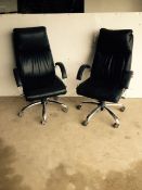 2 Leather swivel chairs with chrome base