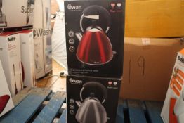 Swan 1.7litre St/Steel Red Kettle, Unchecked/Untested Boxed customer return! RRP £59.00 each