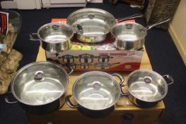 One Boxed Brand New Schwerlast Professional 12 Piece Stainless Steel Pan Set