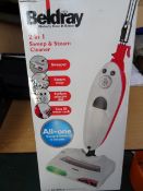 1 x Beldray 2 in 1 Sweep and Steam Cleaner. Easy to fill water tank, sweeper, steam mop, surfact