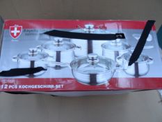1 x Royal Line Switzerland 12 Piece Cookware/Pan set. RRP £129! Unchecked/Untested Boxed customer