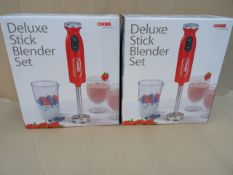 3 x Cooks Professional Deluxe Stick Blender Set. Very high RRP. Unchecked/Untested Boxed customer
