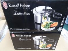 2 x Russell Hobbs Distinctions 7L Pressure Cookers. High retail value! Unchecked/Untested Boxed
