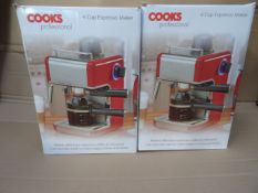 2 x Cooks Professional 4 Cup Espresso Makers! Make delicous espresso coffee in minutes. Can also