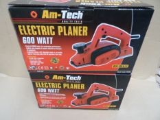 2 x Am-Tech Quality Tools 600 Watt Electric Planers. Powerful 600W Motor for outstandin